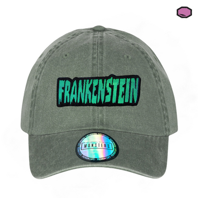 Gorra Universal Monsters Frankenstein Logo Clásico Verde Tipo Deslavada