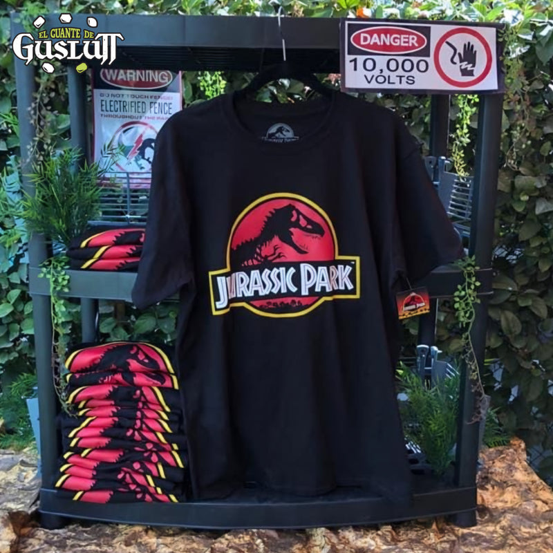 Playera Jurassic Park Red Logo Negra