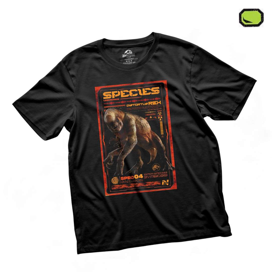 Playera Jurassic World Rebirth “Distortus Rex” Negra