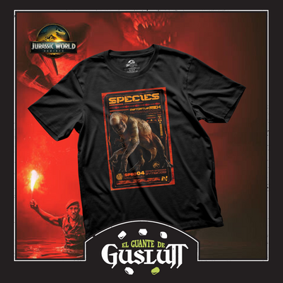 Playera Jurassic World Rebirth Distortus Rex Negra