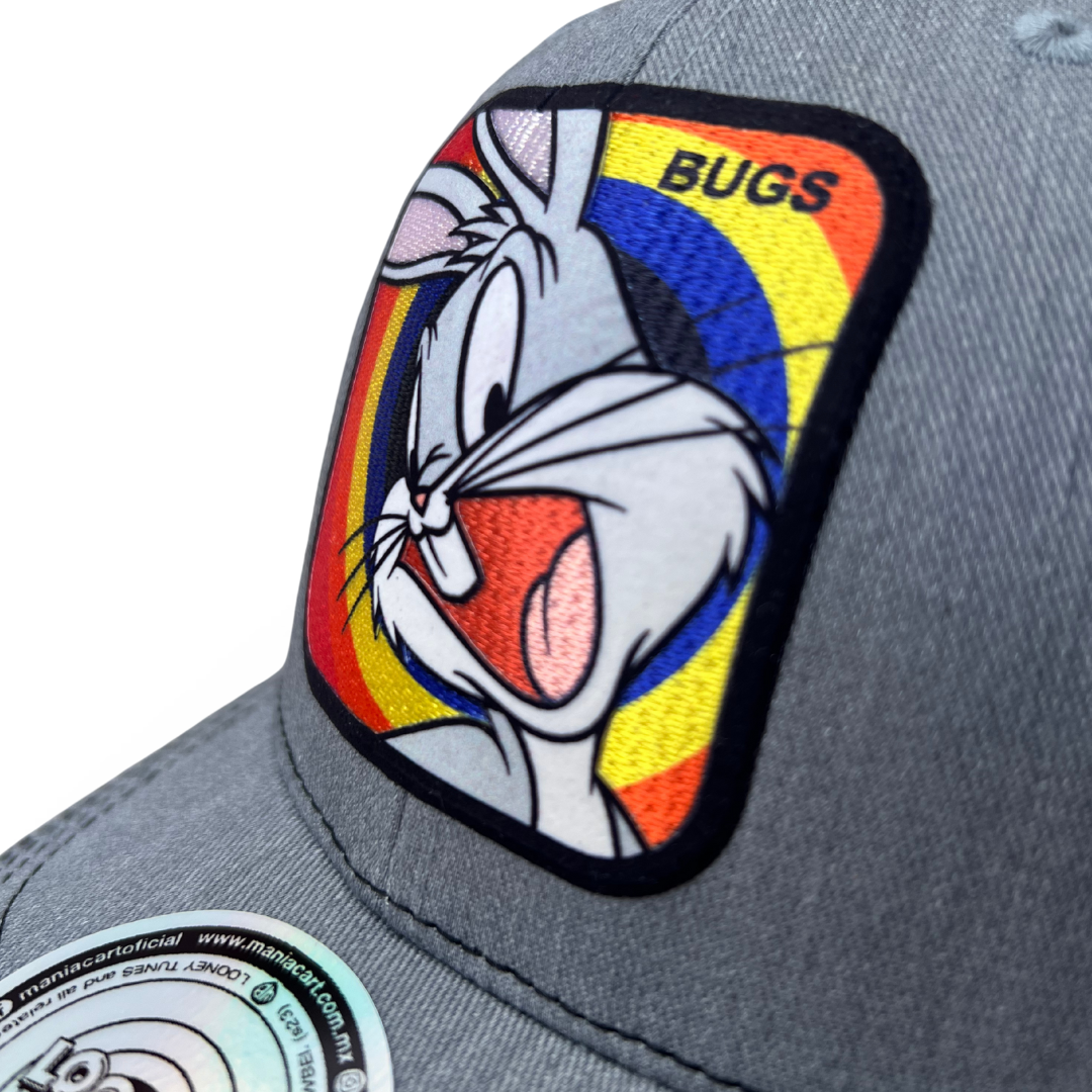 Gorra Looney Tunes Bugs Bunny Patch Gris/Negra Tipo Trucker Premium