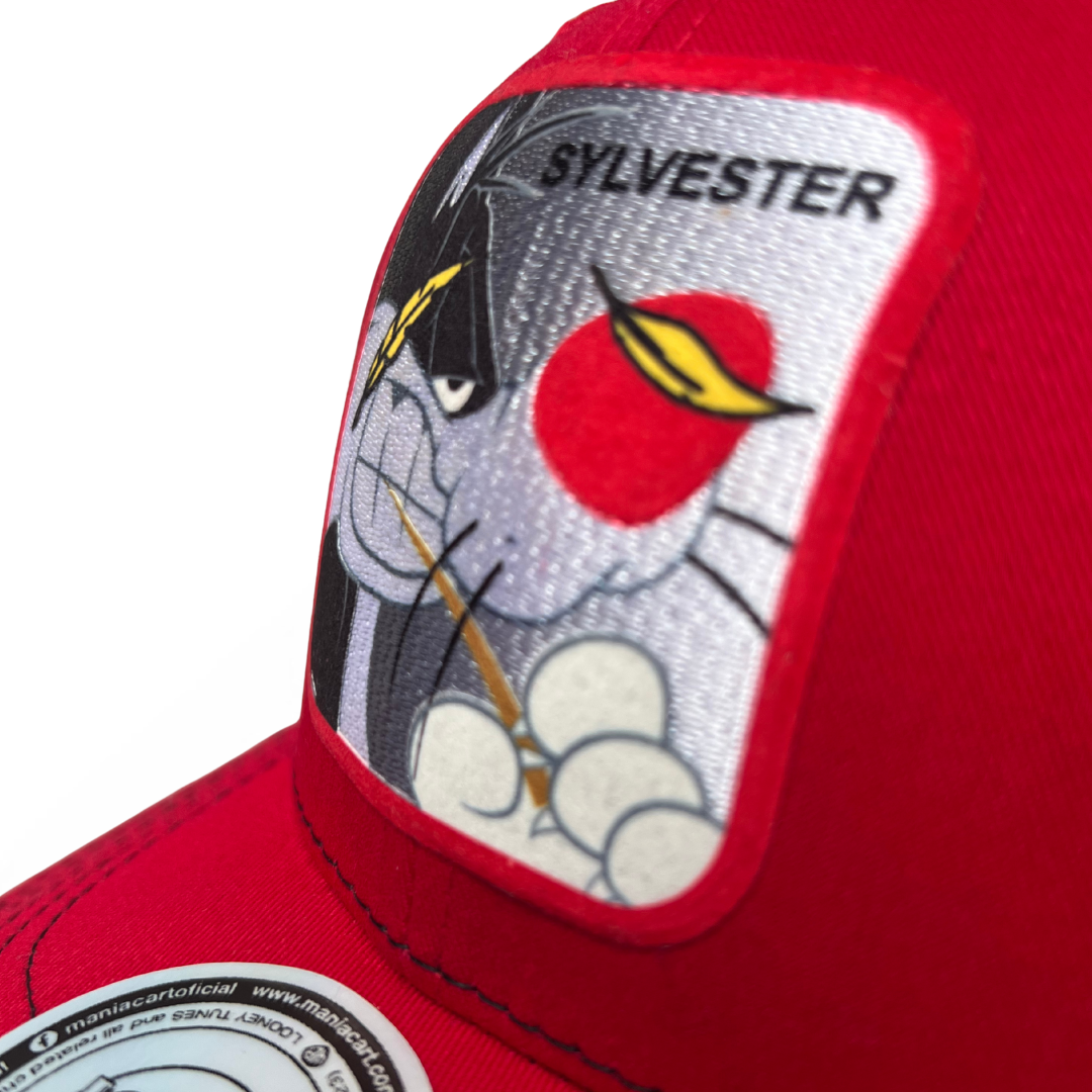 Gorra Looney Tunes Sylvester Cat Roja/Negra Tipo Trucker Premium