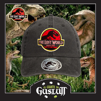 Gorra The Lost World: Jurassic Park Logo Clásico Rojo Gris Tipo Deslavada