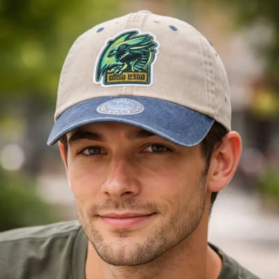Gorra Yu-Gi-Oh! Blue Eyes White Dragon Beige/Azul Tipo Deslavada