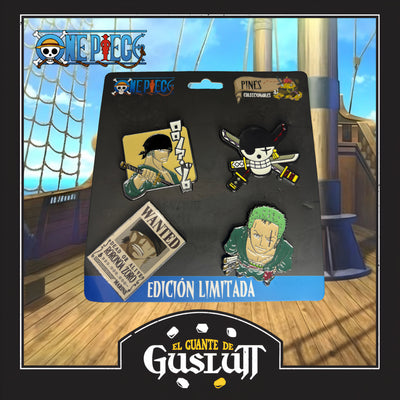 Set de Pines One Piece Roronoa Zoro Metálicos Edición Limitada