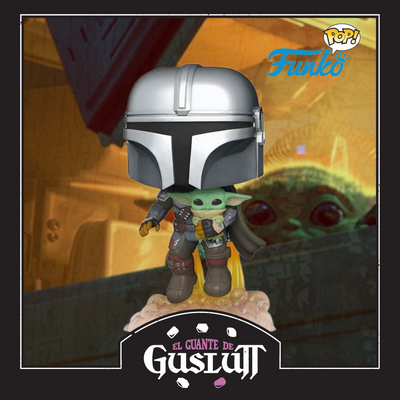 Figura Funko Pop Star Wars (The Mandalorian) Mando flying with The Child