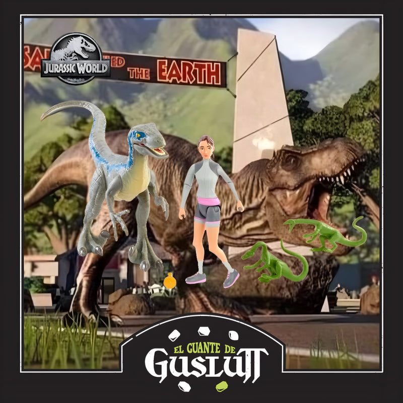 Jurassic World Camp Cretaceous Yaz & Velociraptor Blue Figure Set